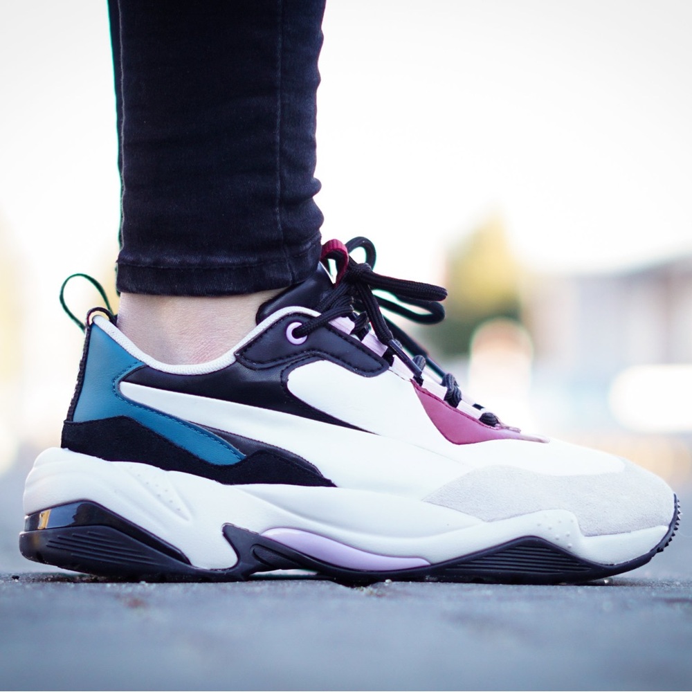 Puma Thunder Rive Droite Dad Sneakers - Size 8.5 - Glacier Gray/Barbados Cherry